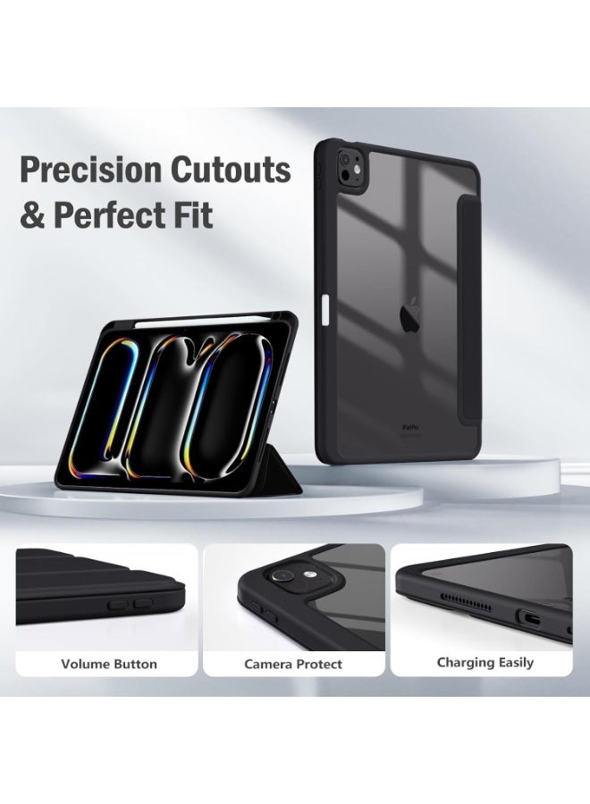 Case Compatible with iPad Pro 11 inch (2024) M4, [Built-in Pencil Holder] Shockproof Cover w/Clear Transparent Back Shell, Auto Wake/Sleep - Image 5